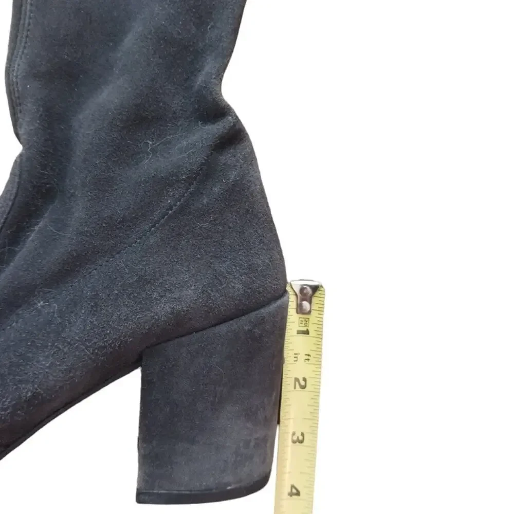 Stuart Weitzman Over The Knee Boots Sz 7M GRAY Leather SUEDE Pullon TIELAND $980